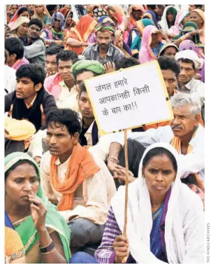  ?? ?? TRIBALS RALLY for the right to water, forestland and life in Bhopal in 2019.