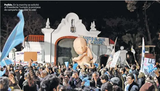  ?? MARCELO CARROLL ?? Pedido. En la marcha se solicitó al Presidente “cumplir la promesa de campaña de cuidar la vida”.