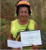  ?? Terry Collier, from Eastside Logging, was presented with the Top Spot Assessors Award for 2017 for his impressive tree felling skills. ??
