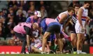  ?? Media/Getty Images ?? Former Western Bulldogs player Liam Picken is assisted off the field after a concussion in 2017. Photograph: Will Russell/AFL