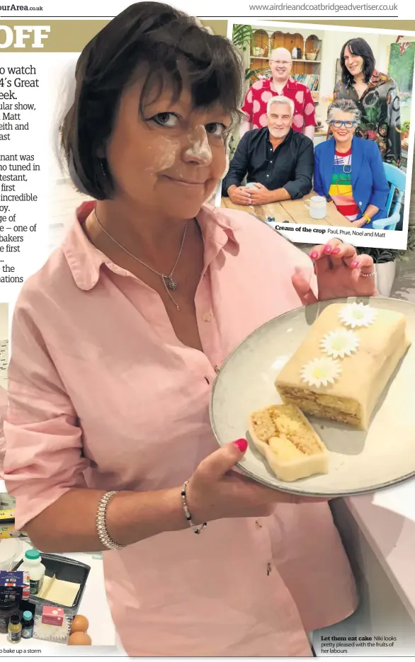  ??  ?? Niki gets started
Cream of the crop
Paul, Prue, Noel and
Matt
Let them eat cake Niki looks prettyplea­sedwith pretty pleased with the fruits of her labours