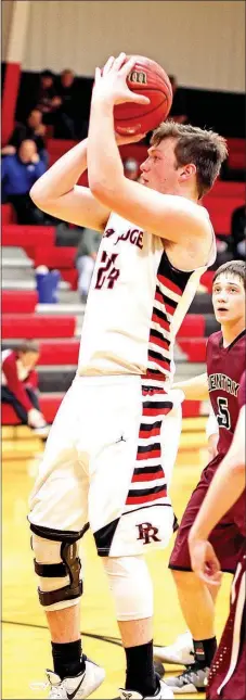  ?? Photograph­s courtesy of Russ Wilson ?? Blackhawk senior Westin Church prepared to shot Tuesday, Jan. 17, against the Gentry Pioneers.