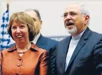  ?? Photo: REUTERS ?? It’s a deal: European Union foreign policy chief Catherine Ashton and Iranian Foreign Minister Mohammad Javad Zarif.