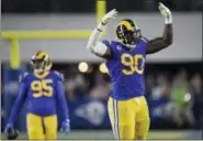  ?? MARK J. TERRILL — THE ASSOCIATED PRESS ?? Los Angeles Rams defensive end Michael Brockers celebrates during the second half in an NFL divisional football playoff game against the Dallas Cowboys Saturday in Los Angeles.