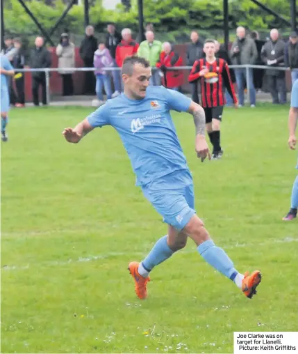  ?? Picture: Keith Griffiths ?? Joe Clarke was on target for Llanelli.