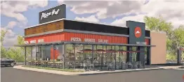  ?? PIZZA HUT ?? Pizza Hut’s not being shy about what it serves. “Beer” is prominentl­y featured on the restaurant’s new storefront­s.