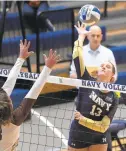  ?? PHIL
HOFFMAN/NAVY ATHLETICS ?? Navy senior opposite hitter Avery Stowell leads the team in kills so far this season.