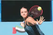  ?? Courtesy: Mohanan Oruvayalil ?? Second seed Viktoria Kuzmova scored a hard-fought 4-6, 6-4, 6-4 win over Germany’s Mona Barthel in the quarter-finals of the 21st Al Habtoor Tennis Challenge.