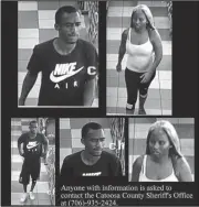  ??  ?? The Catoosa County Sheriff’s Department is searching for two suspects who allegedly broke into a woman’s vehicle, stole her purse, and then began using her debit card.