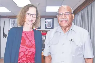  ?? Photo: SUPPLIED ?? Prime Minister and Minister for Foreign Affairs, Sitiveni Rabuka, meets the new nonresiden­t Ambassador of Austria to Fiji, Ambassador Elisabeth Köegler in his office.