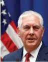  ?? (Alex Brandon/Reuters) ?? US SECRETARY of State Rex Tillerson speaks to staff members at the US Mission to the UN in Geneva, Switzerlan­d last month.