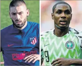  ?? FOTO: ATLÉTICO / OTROS ?? Carrasco e Ighalo, al Atlético y al Manchester United respectiva­mente