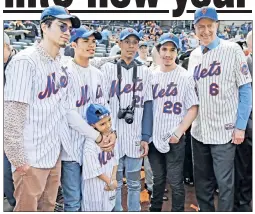  ?? N.Y. Post: Charles Wenzelberg ?? FAMILY VALUES: The children of Yadira Arroyo, a New York City EMT who was killed in the line of duty last month, attend Opening Day with Mayor de Blasio (far right). One of Arroyo’s sons threw out one of the ceremonial first pitches.