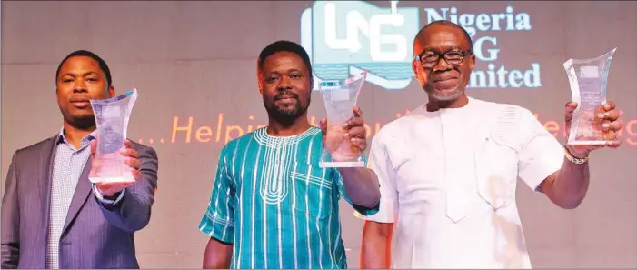  ??  ?? L-R: Winners for The Nigeria Science Prize Peter Ngene, The Nigeria Literature Prize Soji Cole and The Nigeria Prize for Literary Criticism Isidore Diala