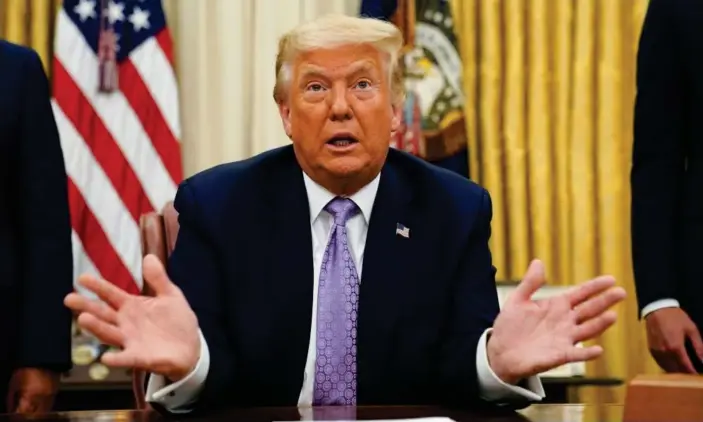  ?? Photograph: Kevin Lamarque/Reuters ?? Donald Trump: ‘If they don’t get [extra funding for states and the USPS], that means you can’t have universal mail-in voting because they’re not equipped to have it.’