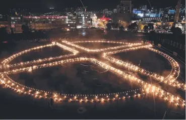  ??  ?? Clockwise from far left: Ogohogoh: The Burning, at Hobart’s Dark Mofo in 2018, and Winter Fires, both by Alex Podger.