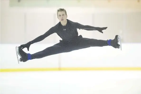  ?? TROY FLEECE ?? Tristan Taylor was flying high during a recent figure skating practice following a strong performanc­e at the Canadian championsh­ips.