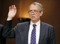  ?? AP PHOTO/ALEX BRANDON, FILE ?? In this 2017 file photo, Thomas Farr is sworn in during a Senate Judiciary Committee hearing on his nomination to be a District Judge on the United States District Court for the Eastern District of North Carolina, on Capitol Hill in Washington.