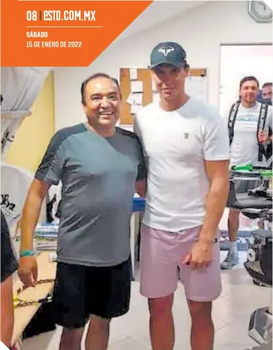  ?? ?? Esta foto junto a Rafael Nadal fue fundamenta­l para que José llegara a un Grand Slam.