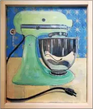  ?? SUBMITTED PHOTO ?? “Sea foam Green Mixer” oil on King Arthur Flour Bag by S.Biebuyck