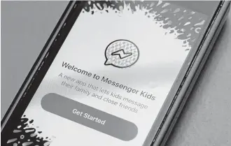  ?? Richard Drew / Associated Press file ?? At the end of last year, Facebook created Messenger Kids, which has no ads.
