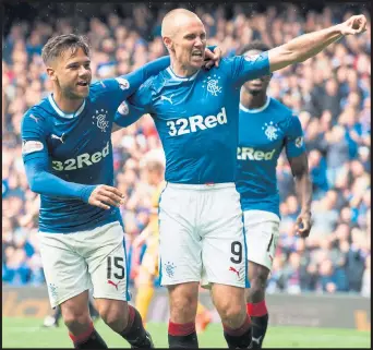  ??  ?? Kenny Miller notched his 99th strike for Rangers on Saturday, and Hateley (below) is proud of the striker