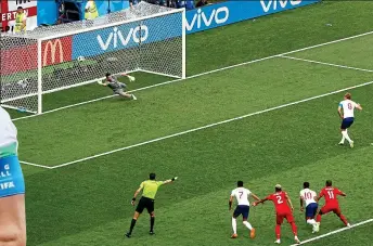  ?? AP ?? Do it like this: Harry Kane blasts home his first penalty against Panama