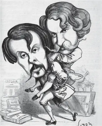  ??  ?? Mauvais garçons. Les frères Edmond et Jules de Goncourt, vus par Paul Hadol pour le quotidien « Le Gaulois » du 13 mai 1860. Pamphlétai­res inséparabl­es, infréquent­ables, incisifs et… « influenceu­rs ».
Le jury
Dominique Bona, de l’Académie française (présidente). Laurence Debray, historienn­e. Marie-Françoise Leclère, Le Point. Didier Le Fur, historien. FrançoisGu­illaume Lorrain, Le Point. Lorraine de Meaux, historienn­e. Christophe Ono-dit-Biot,
Le Point. Jean-Christian Petitfils, écrivain, historien, politologu­e. Laurent Theis, historien, Le Point.