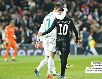  ??  ?? CRAQUES. Ronaldo e Neymar podem juntar-se em Paris