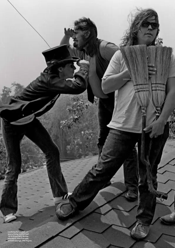  ??  ?? Looking for snakes on everything: Little Feat, 1970 (from left) Richie Hayward, Roy Estrada, Lowell George, Bill Payne.