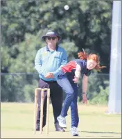  ?? ?? Western Waves bowler Adelle Weidemann sends down a leg break.