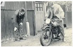  ?? ?? Frank’s friend Pete attempts to start the BSA while Frank looks on.