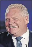  ?? NATHAN DENETTE THE CANADIAN PRESS ?? Ontario PC leader Doug Ford reacts after winning the Ontario Provincial election to become the new Premier in Toronto on Thursday, June 7, 2018. THE CANADIAN PRESS/Nathan Denette