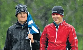  ??  ?? End of the union: Mike Thomson (left) with Brooks Koepka in 2013