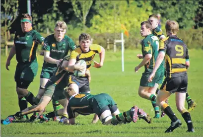  ?? Photo: Sian Neil. ?? Lochaber’s Callum Boyd tried to break the Bishopton line.