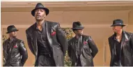  ?? MICHAEL GIBSON / UNIVERSAL PICTURES ?? Taye Diggs (from left), Morris Chestnut, Harold Perrineau and Terrence Howard get in step in “The Best Man Holiday.”