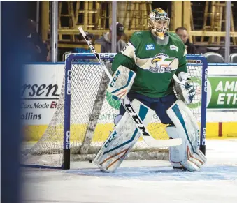  ?? MAY/COLORADO EAGLES TONY VILLALOBOS ?? Goaltender Parker Gahagen, shown here with the Colorado Eagles, signed with the Flyers in the offseason.