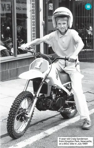  ??  ?? 11-year-old Craig Sanderson from Kingston Park, Newcastle, on a 80cc bike in July 1989