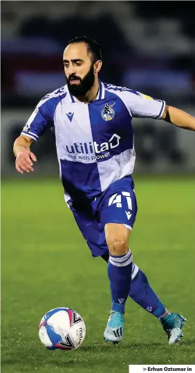  ?? Picture: Rogan Thomson/JMP ?? > Erhun Oztumer in action for Bristol Rovers against Fleetwood Town in November