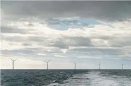  ?? DAVID GOLDMAN/AP 2022 ?? Turbines situated in America’s first offshore wind farm, owned by the Danish energy company Orsted, off Block Island, R.I. A similar farm could come to the Gulf.