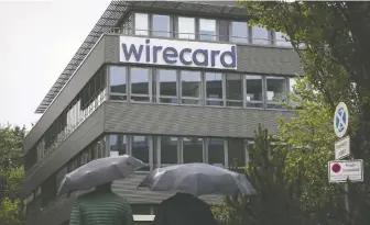  ?? MICHAELA HANDREK-REHLE/BLOOMBERG ?? Wirecard’s admission that $2.9 billion of cash was missing has led to negative stock ratings.