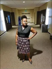  ?? CONTRIBUTE­D ?? Dannemart Pierre, of Tequesta, models an Africanthe­med skirt made by her mother especially for the opening day of “Black Panther” at Jupiter’s Cineopolis.