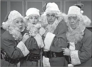  ??  ?? The I Love Lucy Christmas Special stars (from left) Vivian Vance, Lucille Ball, Desi Arnaz and William Frawley. Two classic episodes begin at 7 p.m. today on CBS.
