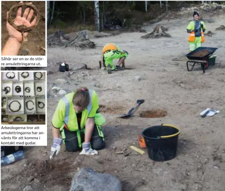  ?? FOTO: YLVA BERGMAN ?? Såhär ser en av de större amulettrin­garna ut. Arkeologer­na tror att amulettrin­garna har använts för att komma i kontakt med gudar. En unik ritualplat­s har upptäckts i Hjulsta.