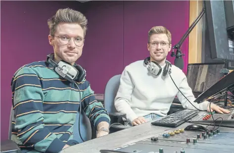  ?? ?? Twin brothers Callum and James Rowe are broadcasti­ng live from the Eurovision Song Contest.