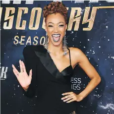  ?? NICHOLAS HUNT/GETTY IMAGES ?? Sonequa Martin-Green has some Vulcan fun at the Season 2 launch of Star Trek: Discovery in New York.