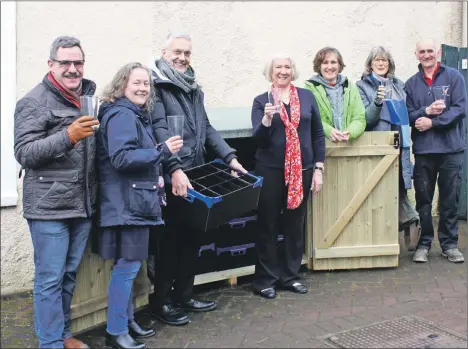  ??  ?? Gavin Mutch, far right, hands over the glasses store to members of the TAP steering group, from left, Geoffrey Dallamore, councillor Ellen McMaster, councillor Timothy Billings, Helen How, Jo Totty and Hilary Maguire.