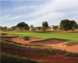  ??  ?? ▶ Clockwise from left: 10th green at Dubai Creek Golf & Yacht Club; Fire Course at JGE; Hideki Matsuyama with the winner’s trophy along with the flags of The Open and Masters following the 2010 Asia-Pacific Amateur Championsh­ip