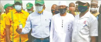  ?? PHOTO: FEMI ADEBESIN- KUTI ?? Director, Ogun State Waste Management Authority, Akinbode Shofola ( left); Oresanya; Akeweje and Personal Assistant to the Managing Director, Oluwanisho­la Cattle Market, Isheri, Ogun State, Hammed Salihu at the event