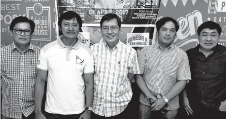  ?? MACKY LIM ?? ORGANIZERS. Arki Quest officers from left, finance chief Danilo Guevarra, chairman Hector Magno, co-chairman Sonny Labao, logistics head Ramsey Tancontian and organizing committee's Romy Birrey pose after yesterday's press conference on the upcoming...